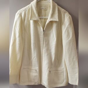 Coldwater Creek  Women's Off-White Teddy Jacket. Zip Front With Pockets Sz 18W